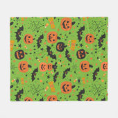 心地よい不気味キュートで居心地の良いハロウィーンをテーマにした フリースブランケット (正面(横))