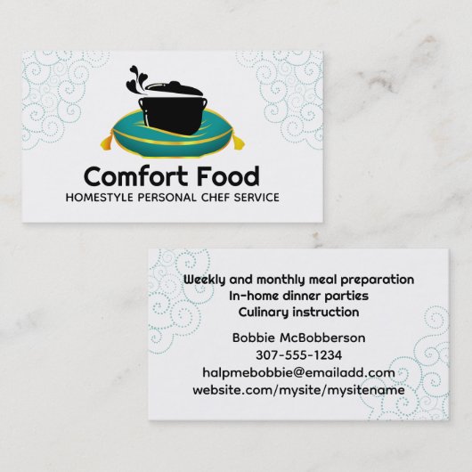 心地よい料理料理ケータリング料理 名刺 (正面/裏面)