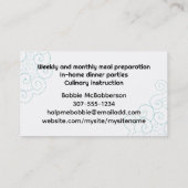 心地よい料理料理ケータリング料理 名刺 (裏面)