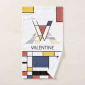 心地よい新可塑主義アートモノグラム。レターV バスタオルセット (ハンドタオル)