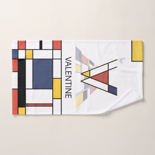 心地よい新可塑主義アートモノグラム。レターV バスタオルセット (ハンドタオル)