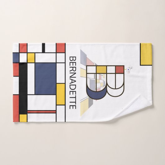 心地よい新可塑主義アートモノグラム。文字B バスタオルセット (ハンドタオル)