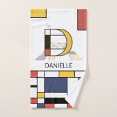 心地よい新可塑主義アートモノグラム。文字D バスタオルセット (ハンドタオル)