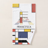 心地よい新可塑主義アートモノグラム。文字F バスタオルセット (ハンドタオル)