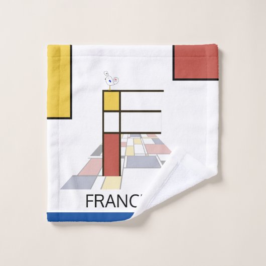 心地よい新可塑主義アートモノグラム。文字F バスタオルセット (ウォッシュタオル)