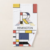 心地よい新可塑主義アートモノグラム。文字R バスタオルセット (ハンドタオル)