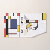 心地よい新可塑主義アートモノグラム。文字R バスタオルセット (ハンドタオル)