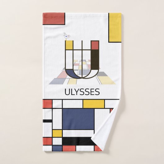 心地よい新可塑主義アートモノグラム。文字U バスタオルセット (ハンドタオル)