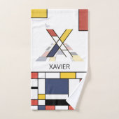 心地よい新可塑主義アートモノグラム。文字X バスタオルセット (ハンドタオル)