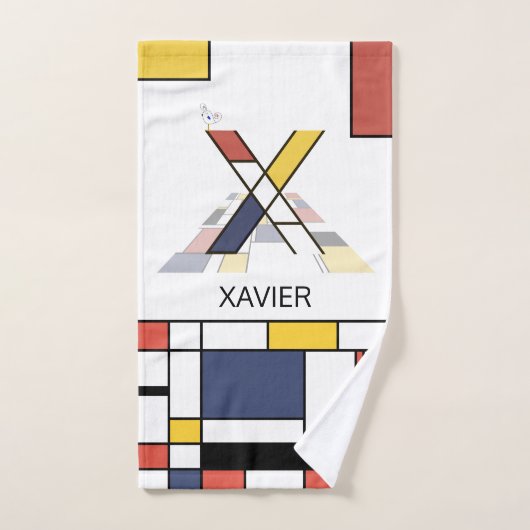 心地よい新可塑主義アートモノグラム。文字X バスタオルセット (ハンドタオル)