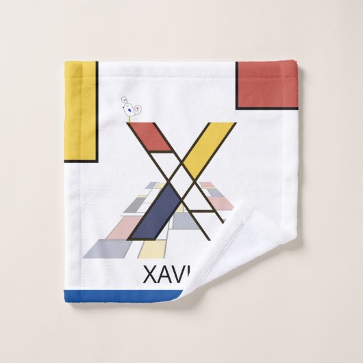 心地よい新可塑主義アートモノグラム。文字X バスタオルセット (ウォッシュタオル)