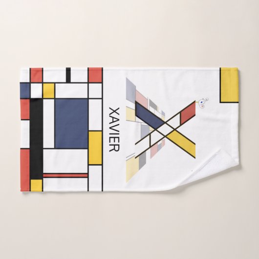 心地よい新可塑主義アートモノグラム。文字X バスタオルセット (ハンドタオル)
