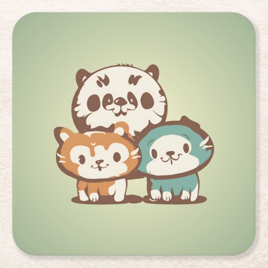 心地よい猫 スクエアペーパーコースター (正面)