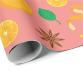 心地よい秋のオレンジとシナモンシームレス誕生日 ラッピングペーパー (ロールコーナー)