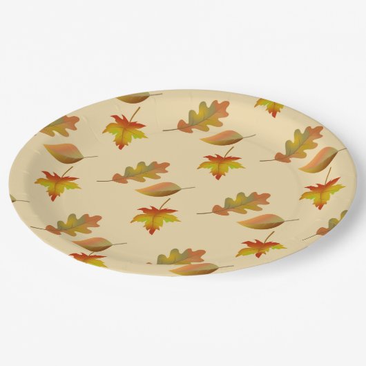 心地よい秋のメープル葉ズのオ葉ーク ペーパープレート (アングル)