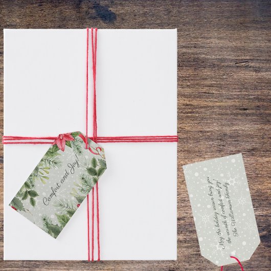 心地よい&ジョイクリスマスガーランドon雪 ギフトタグ