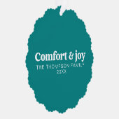 心地よい&ジョイモダンミニマルティール(緑がかった色)クリスマス オーナメントカード (右)