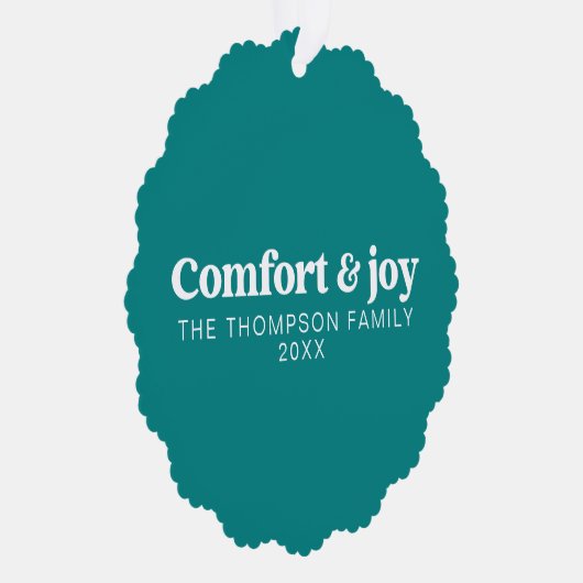 心地よい&ジョイモダンミニマルティール（緑がかった色）クリスマス オーナメントカード (右)