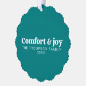 心地よい&ジョイモダンミニマルティール(緑がかった色)クリスマス オーナメントカード (左)