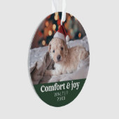 心地よい&ジョイ写真と名前クリスマスモダン オーナメント (正面)