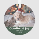 心地よい&ジョイ写真と名前クリスマスモダン オーナメント (裏面)
