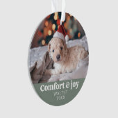 心地よい&ジョイ写真と名前クリスマスモダン オーナメント (正面)