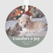 心地よい&ジョイ写真と名前クリスマスモダン オーナメント (裏面)