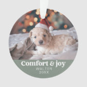 心地よい&ジョイ写真と名前クリスマスモダン オーナメント (正面)