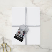 心地よい&ジョイ写真と名前クリスマスモダン ギフトタグ (より糸付き)