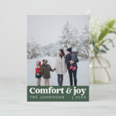 心地よい&ジョイ写真と名前クリスマスモダン シーズンカード (スタンド正面)