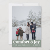 心地よい&ジョイ写真と名前クリスマスモダン シーズンカード (正面)