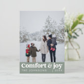 心地よい&ジョイ写真と名前クリスマスモダン シーズンカード (スタンド正面)