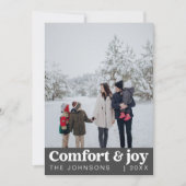 心地よい&ジョイ写真と名前クリスマスモダン シーズンカード (正面)
