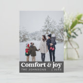 心地よい&ジョイ写真と名前クリスマスモダン シーズンカード (スタンド正面)