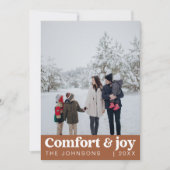 心地よい&ジョイ写真と名前クリスマスモダン シーズンカード (正面)