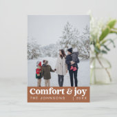 心地よい&ジョイ写真と名前クリスマスモダン シーズンカード (スタンド正面)