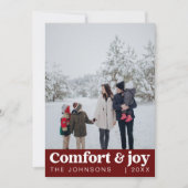 心地よい&ジョイ写真と名前クリスマスモダン シーズンカード (正面)