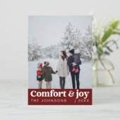 心地よい&ジョイ写真と名前クリスマスモダン シーズンカード (スタンド正面)