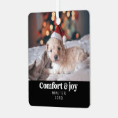 心地よい&ジョイ写真と名前クリスマスモダン メタルオーナメント (正面左)