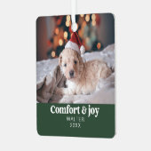 心地よい&ジョイ写真と名前クリスマスモダン メタルオーナメント (正面左)