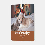 心地よい&ジョイ写真と名前クリスマスモダン メタルオーナメント (正面左)