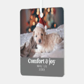 心地よい&ジョイ写真と名前クリスマスモダン メタルオーナメント (正面左)