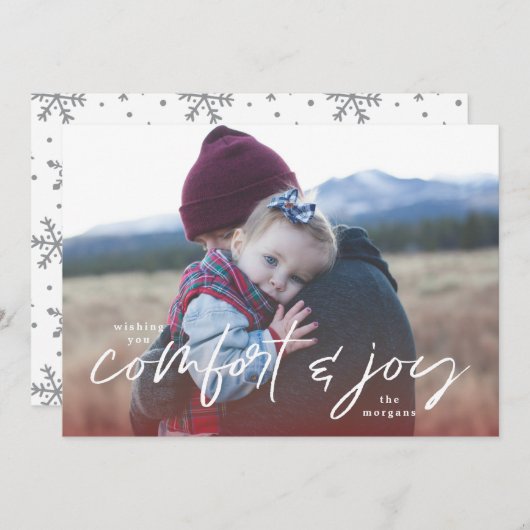 心地よい&ジョイ写真クリスマスカード シーズンカード (正面/裏面)