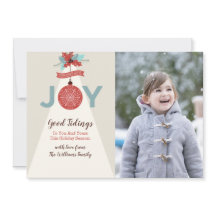 心地よい&ジョイ幾何学的クリスマスフォトカード