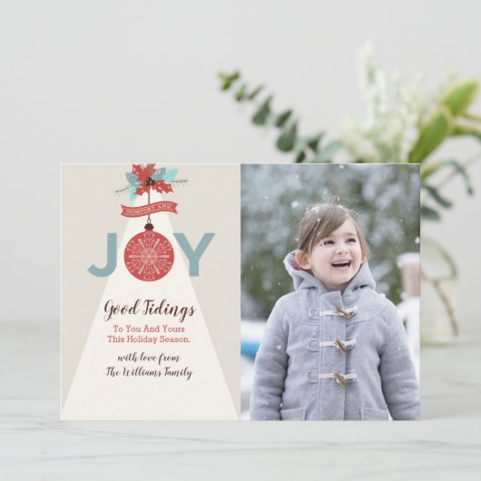 心地よい&ジョイ幾何学的クリスマスフォトカード シーズンカード (スタンド正面)