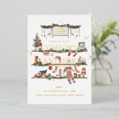 心地よい&ジョイ |クリスマスフォトホリデーカード 箔シーズンカード (立ち正面)