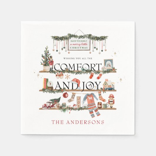 心地よい&ジョイ |メリークリスマスパーティー スタンダードカクテルナプキン (正面)