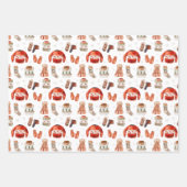 心地よい&ジョイ |水彩クリスマスイラストレーション ラッピングペーパーシート (正面)