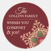 心地よい&ジョーホリースターレッドパーソナライズされたステッカー ラウンドシール (正面)