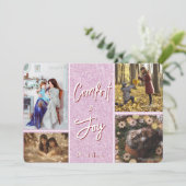 心地よい&ピンク写真クリスマスカードの喜び 招待状 (スタンド正面)